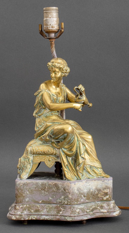 "PSYCHE" BRASS FIGURAL LAMP Brass