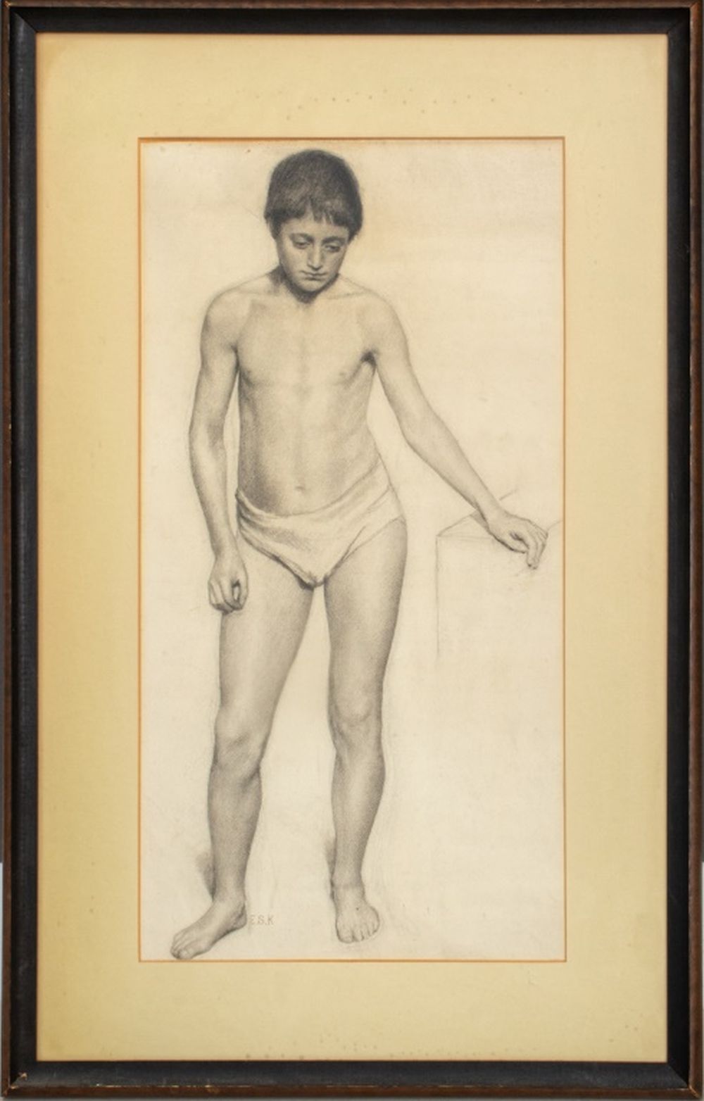 SIGNED REALIST NUDE MALE FIGURE