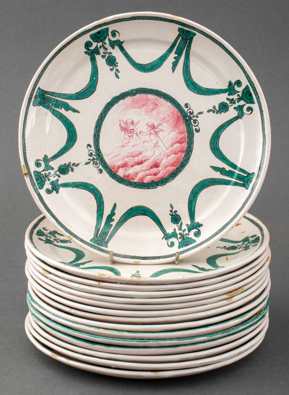 FRENCH SCEAUX FAIENCE PLATES, 15