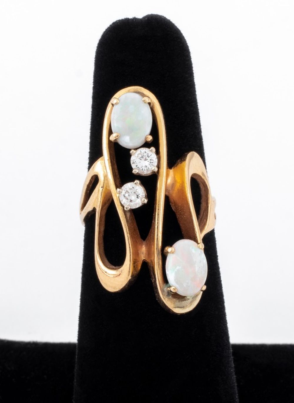 14K YELLOW GOLD OPAL DIAMOND RING