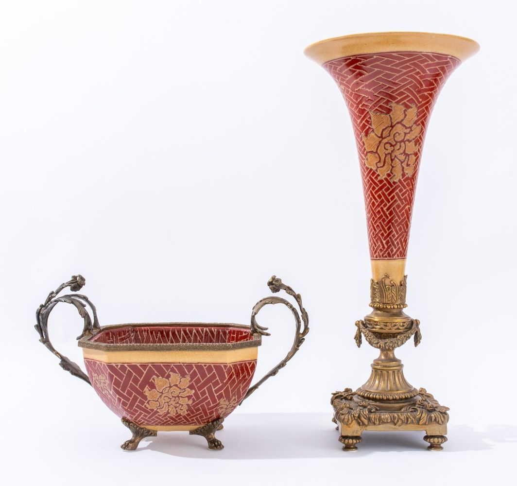 CHINESE ORMOLU MOUNTED PORCELAIN