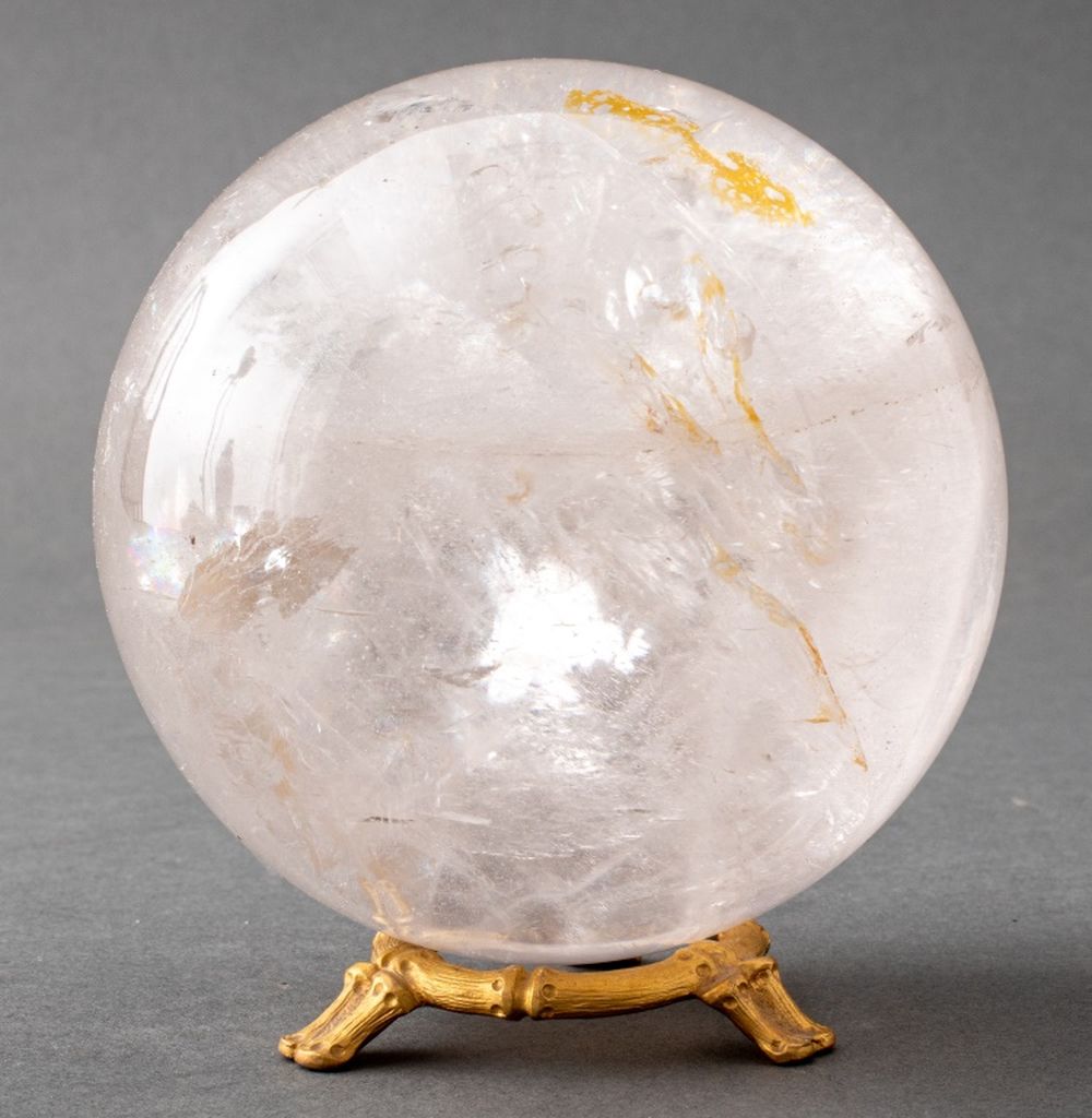 QUARTZ ROCK CRYSTAL BALL ON GILT 2fc965