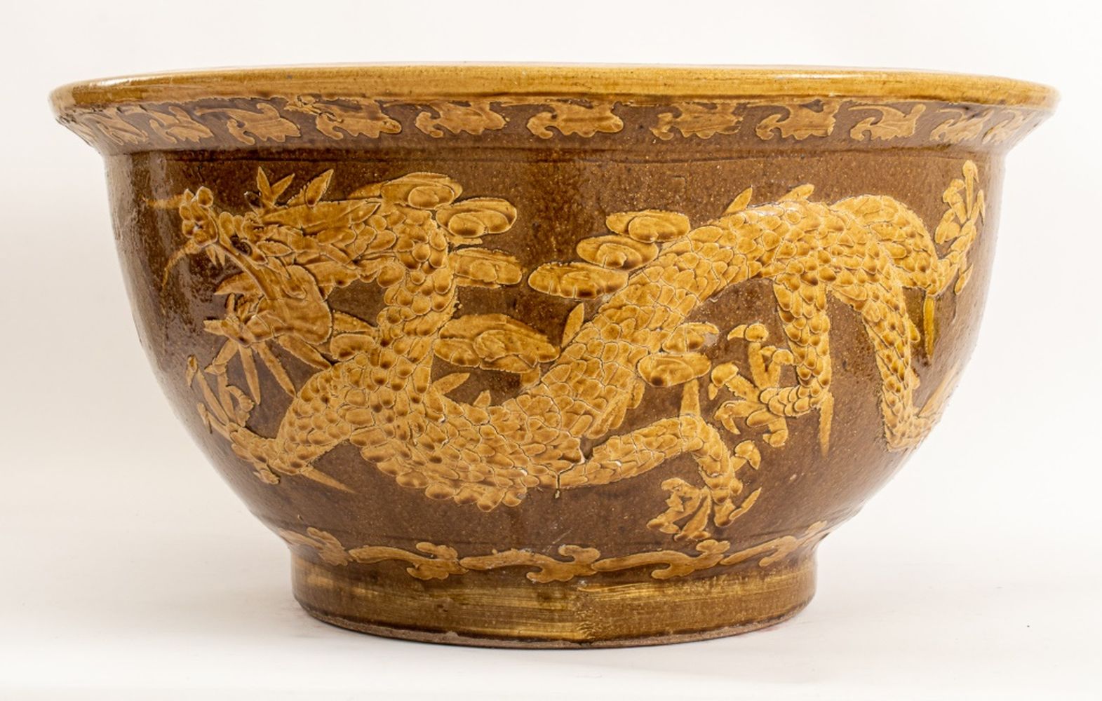 CHINESE YELLOW OCHRE GLAZED DRAGON