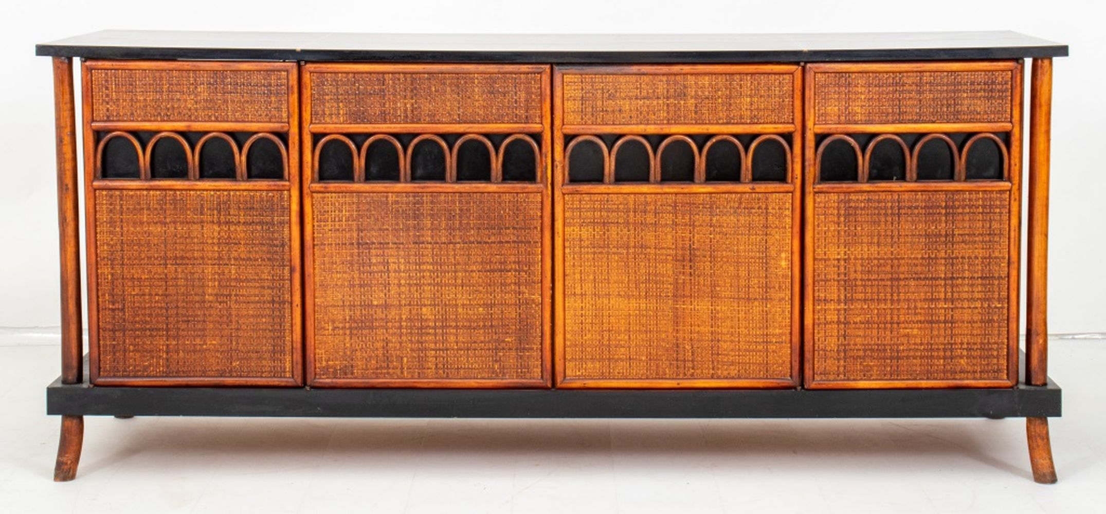 MID-CENTURY RATTAN BAMBOO STEREO