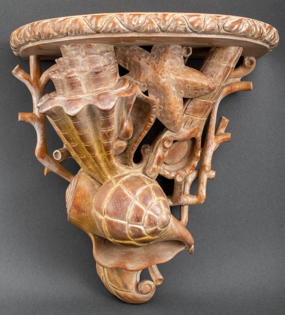 ITALIAN CARVED CERUSED WOOD SHELL