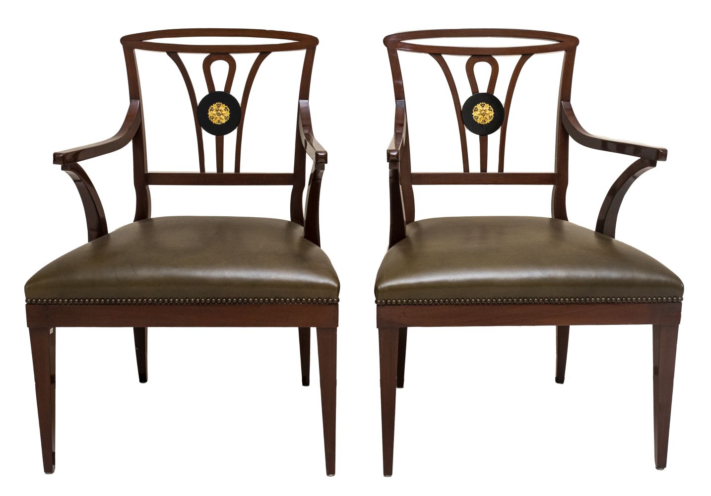 QUEEN ANNE REVIVAL ARMCHAIRS PAIR 2fca4d