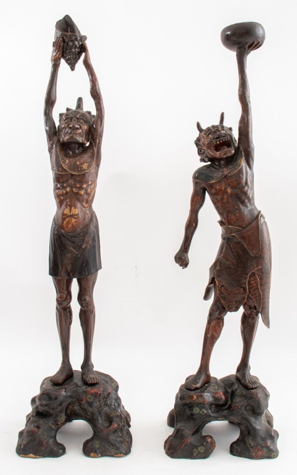 JAPANESE CARVED WOOD DEMON-FORM