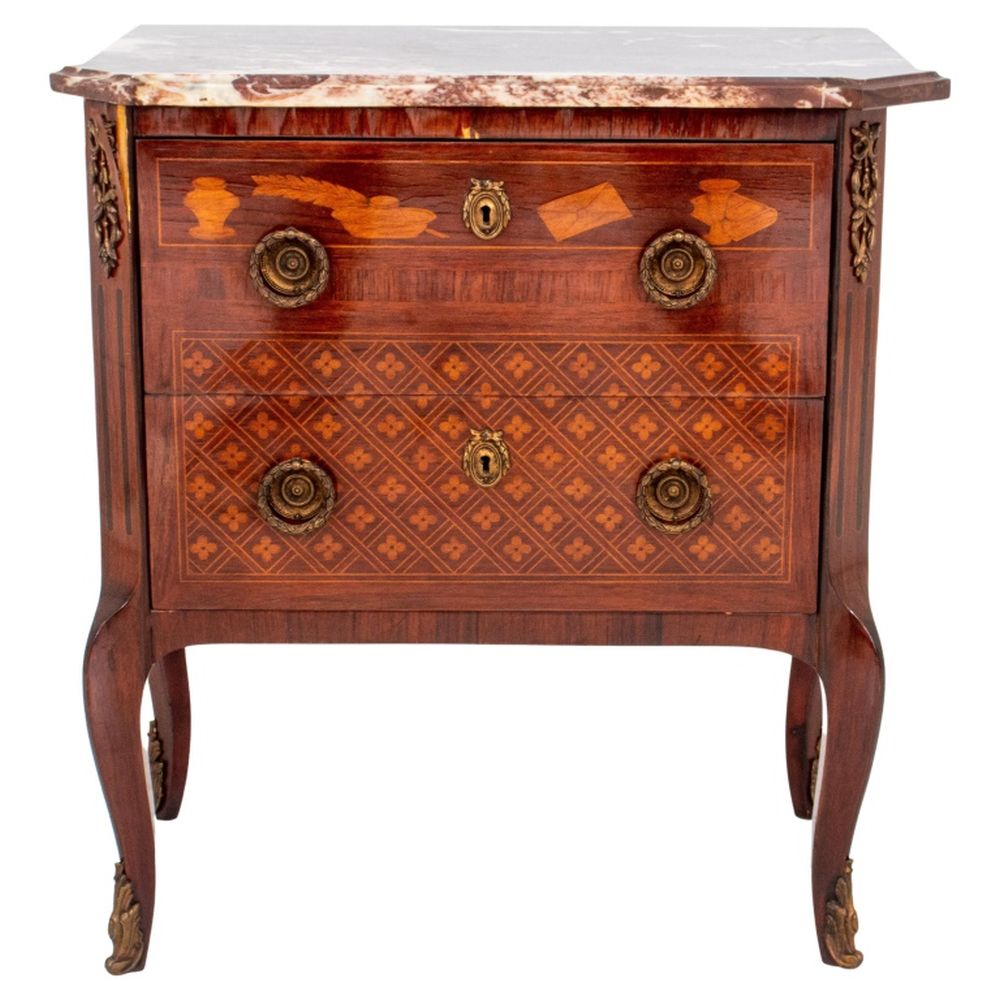 LOUIS XV STYLE PARQUETRY TWO DRAWER