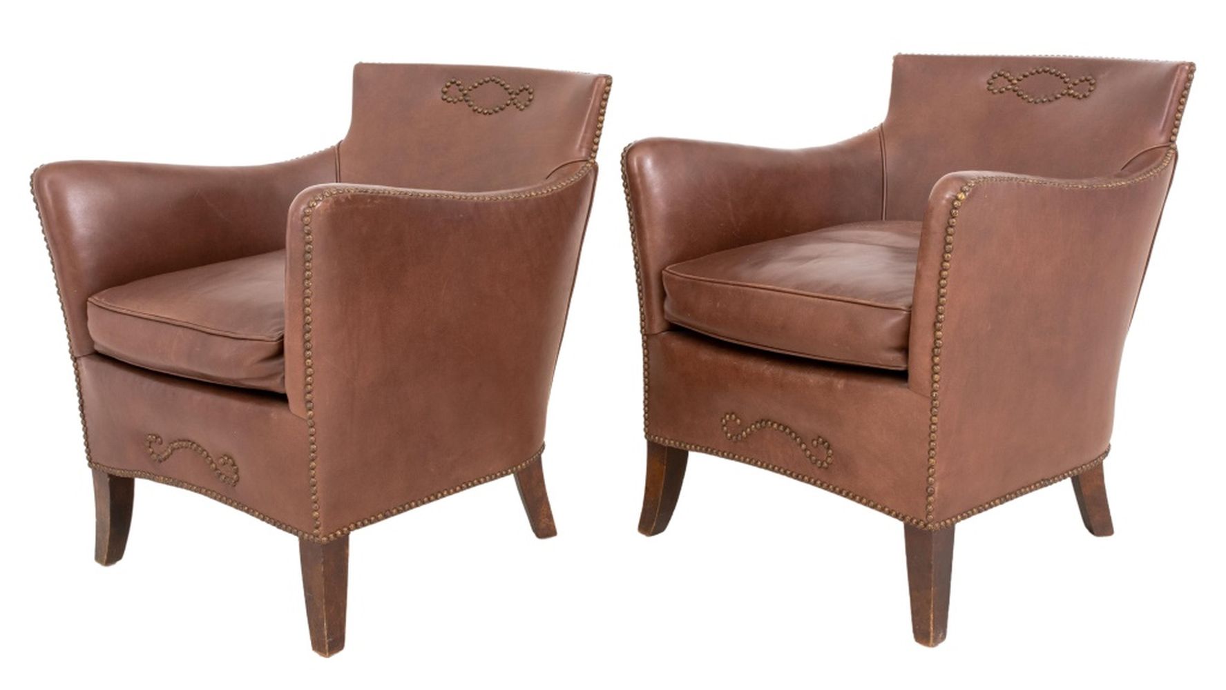 LEATHER UPHOLSTERED BRONZE NAILHEAD