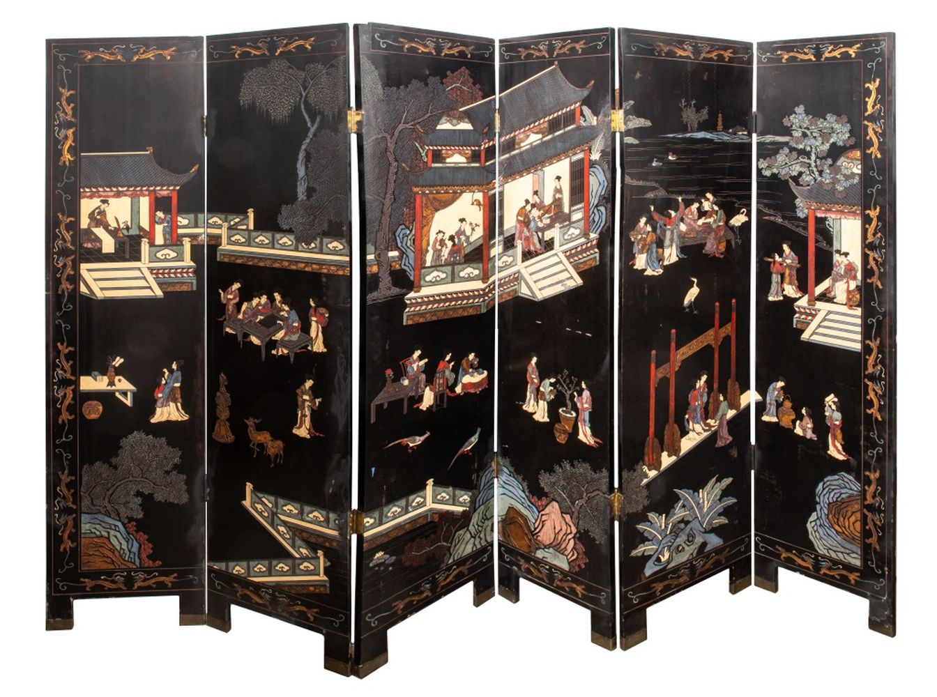 CHINESE COROMANDEL LACQUER 6 PANEL 2fcaf6