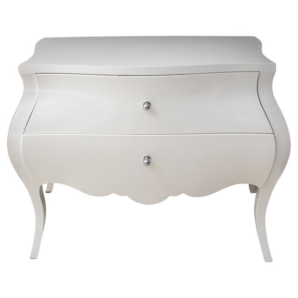 MODERN WHITE LACQUERED BOMBE CHEST
