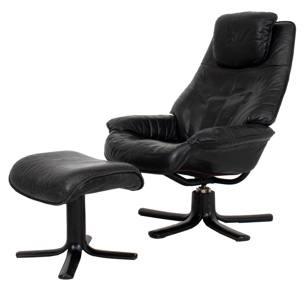 DANISH MODERN BLACK LEATHER CHAIR 2fcb67