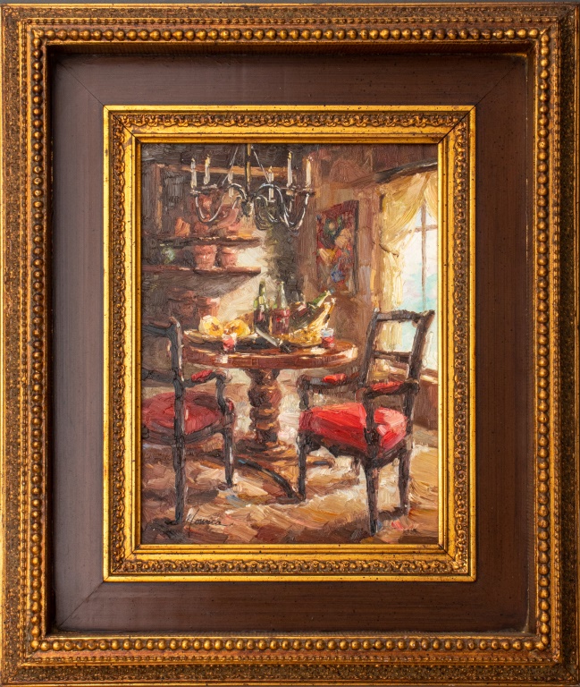 MONICA SIGNED IMPRESSIONISTIC INTERIOR