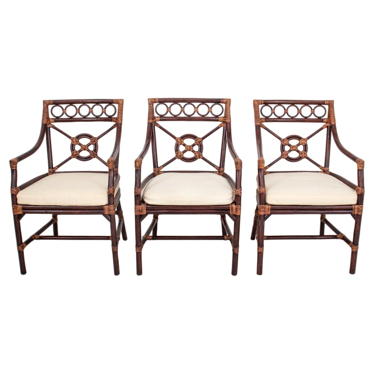 ANGLO CARIBBEAN STYLE RATTAN ARMCHAIRS  2fcc31