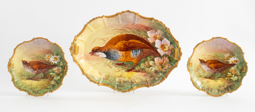 LIMOGES PORCELAIN ORNITHOLOGICAL CABINET