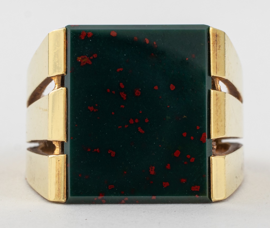 14K YELLOW GOLD BLOODSTONE RING 2fccaa