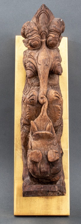 HAND-CARVED WOOD YALI FORM ARCHITECTURAL