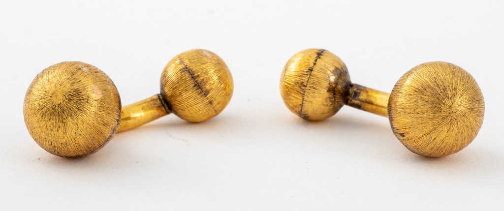 14K YELLOW GOLD BALL CUFFLINKS 2fcd0d