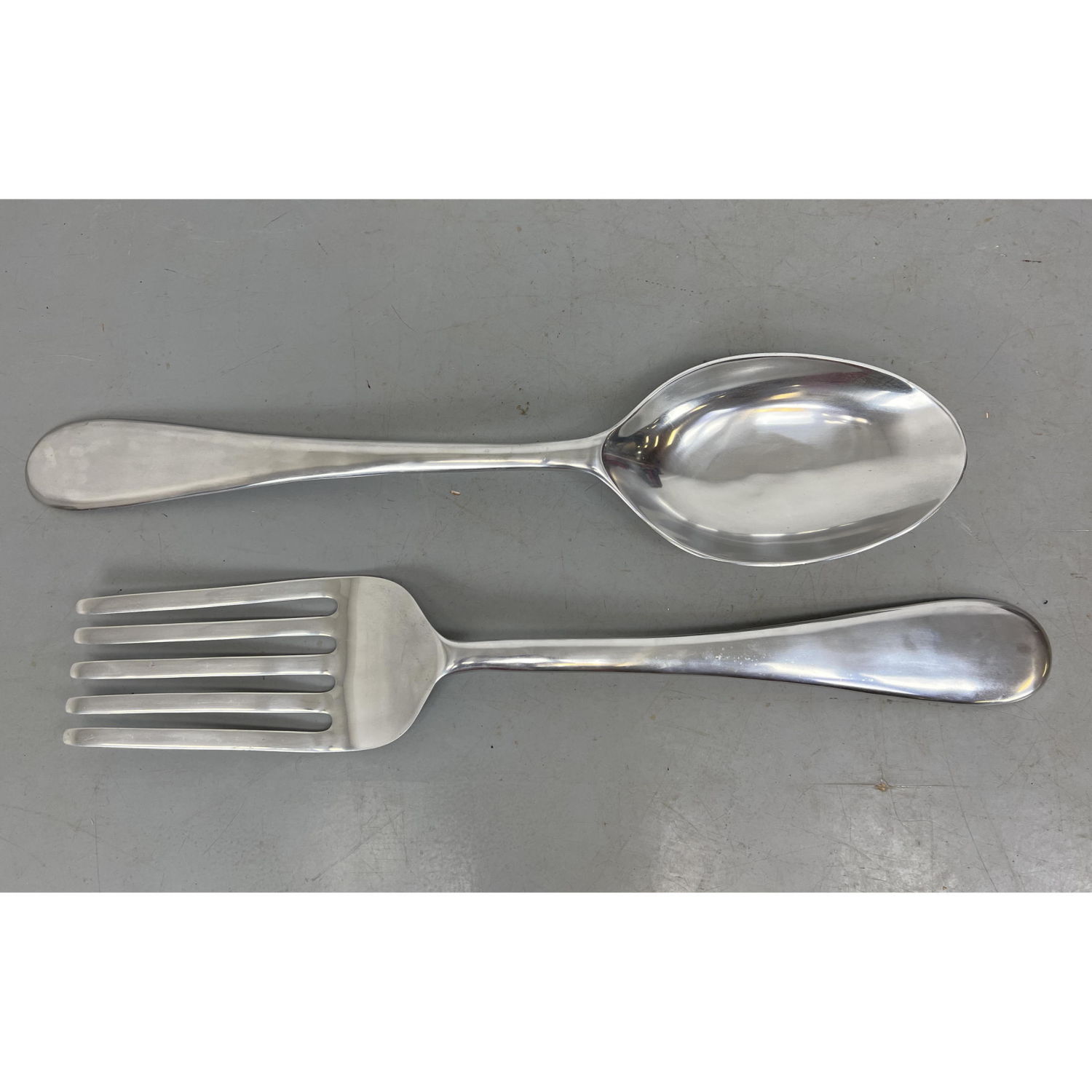 2pc Oversized Fork and Spoon chrome