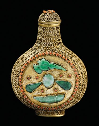 Chinese gilt metal and jade and 4c7d0