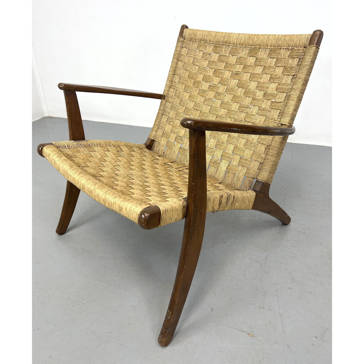 Modernist Lounge Chair Woven Rush
