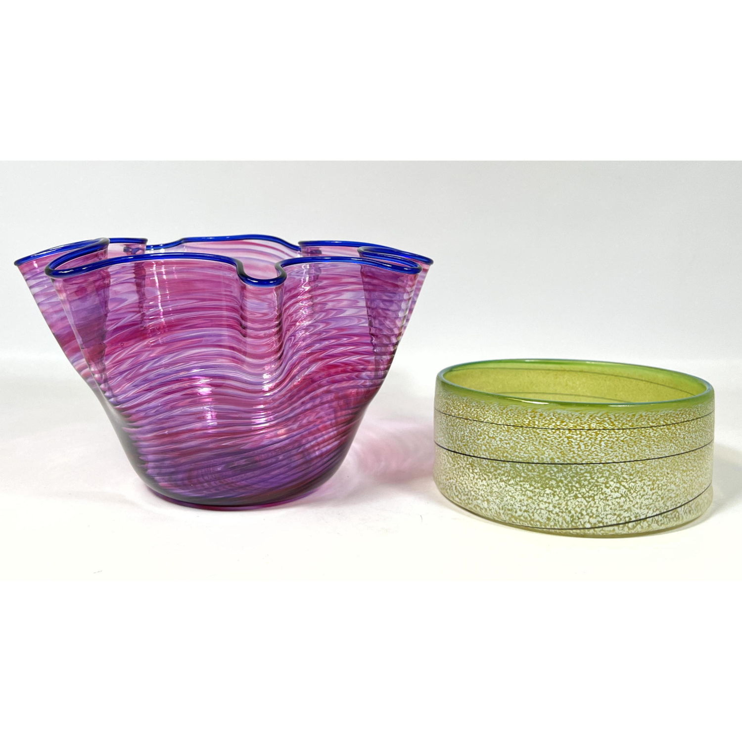 Two pieces of art glass. Artist