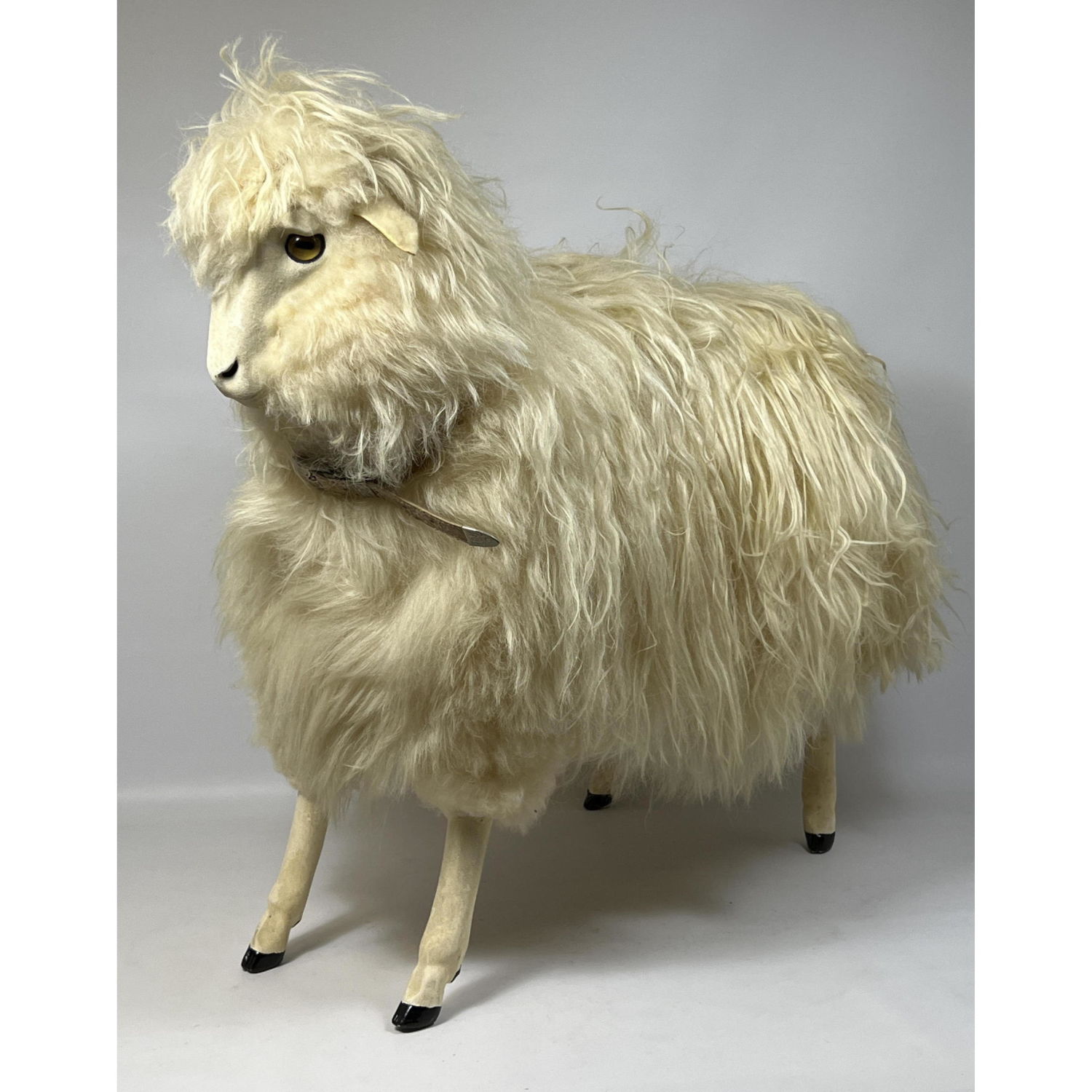 Natural Wool Sheep Sculpture with