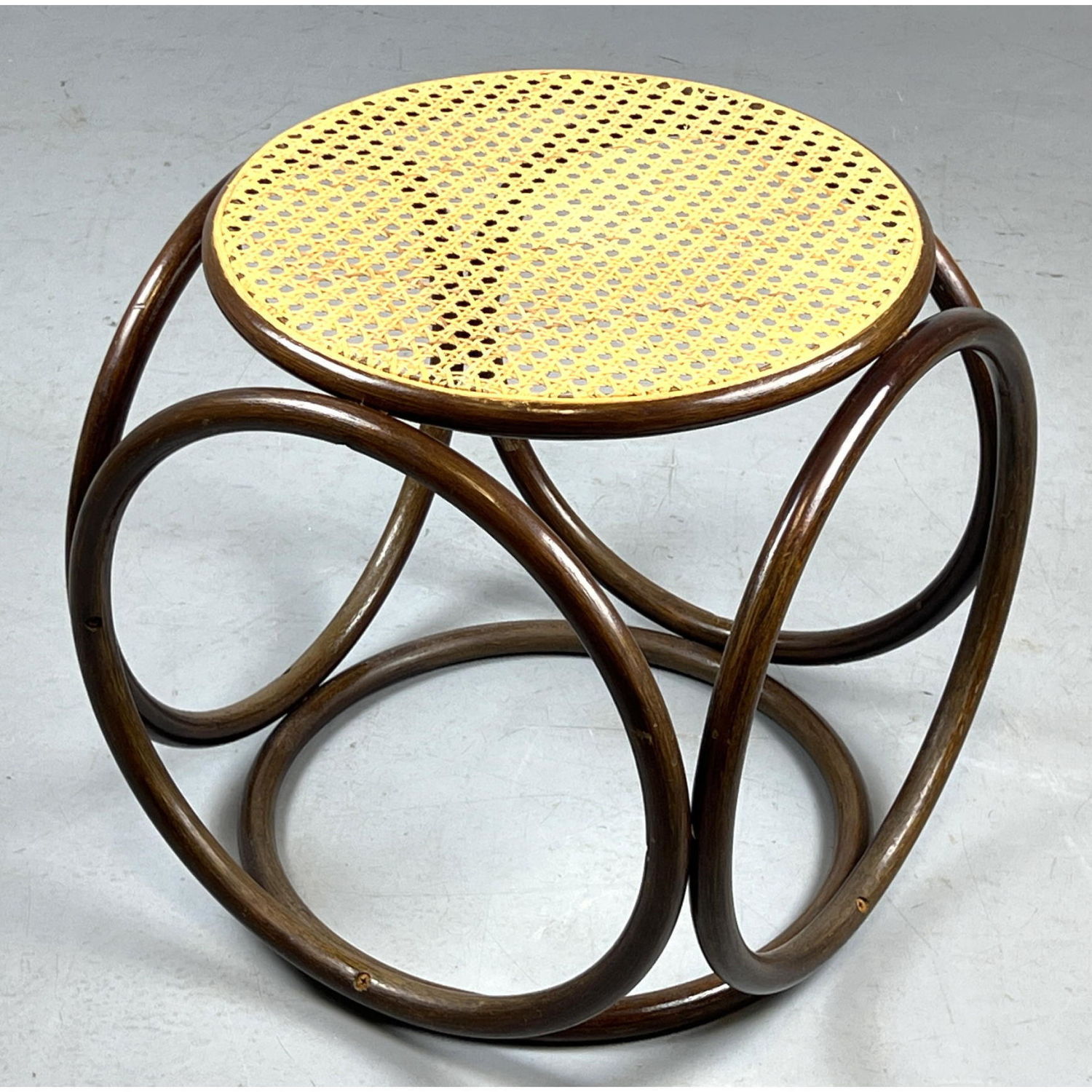 Bent wood Cane Top Stool Side Table.