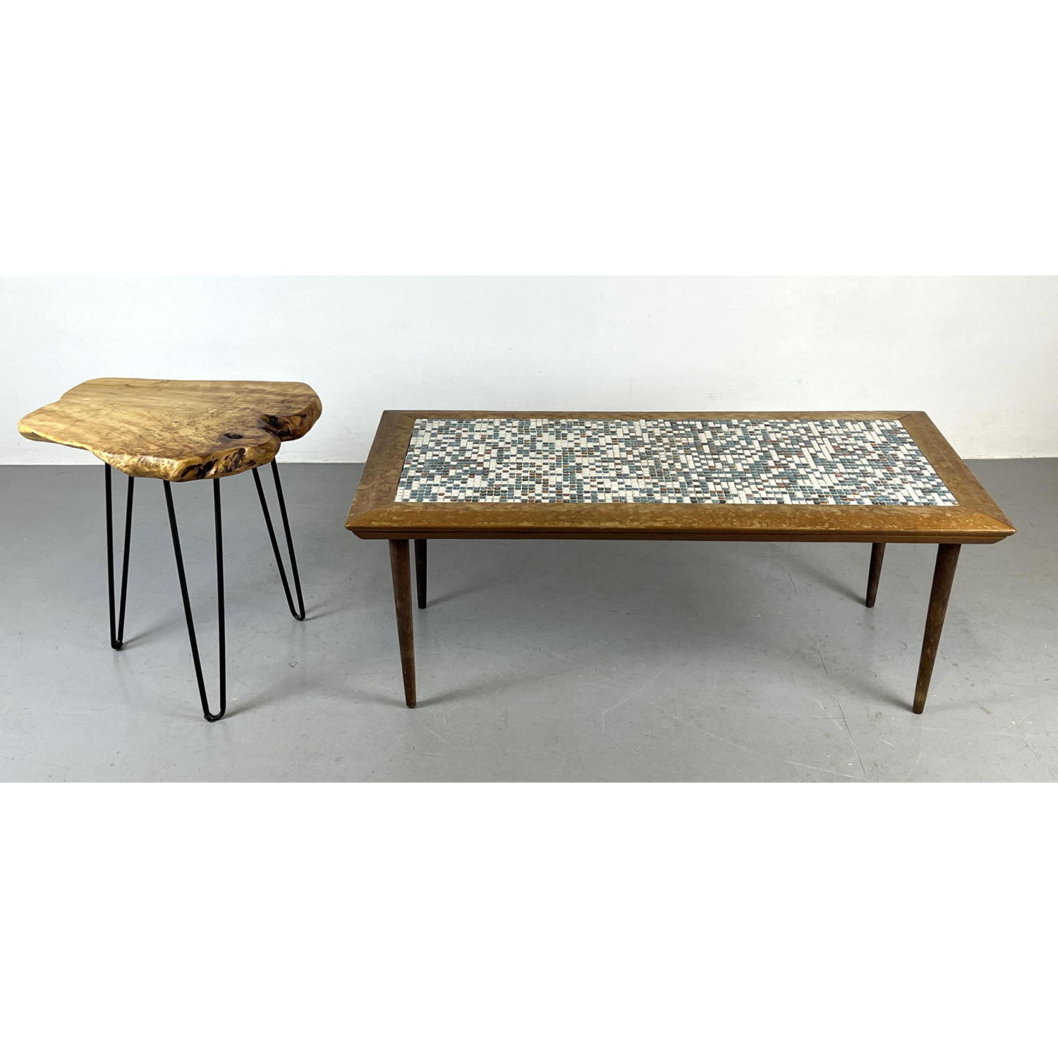 2pcs modernist Tables. Tile top