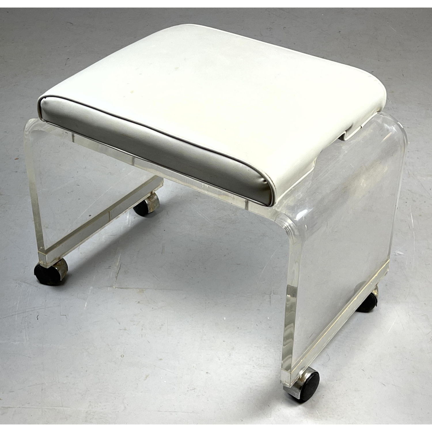 HILL Lucite Rolling Vanity Bench.