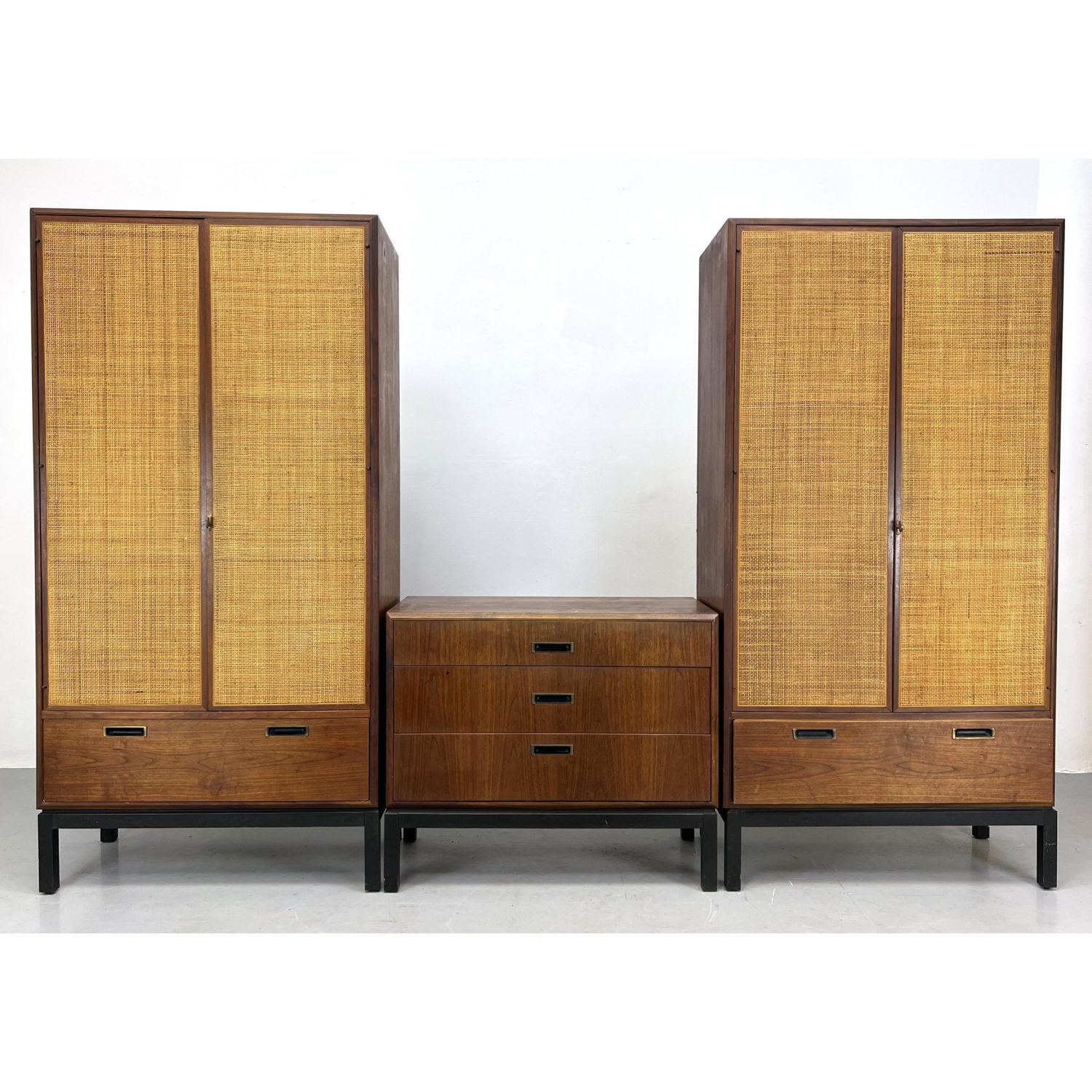 3pcs Milo Baughman Style Cabinets.