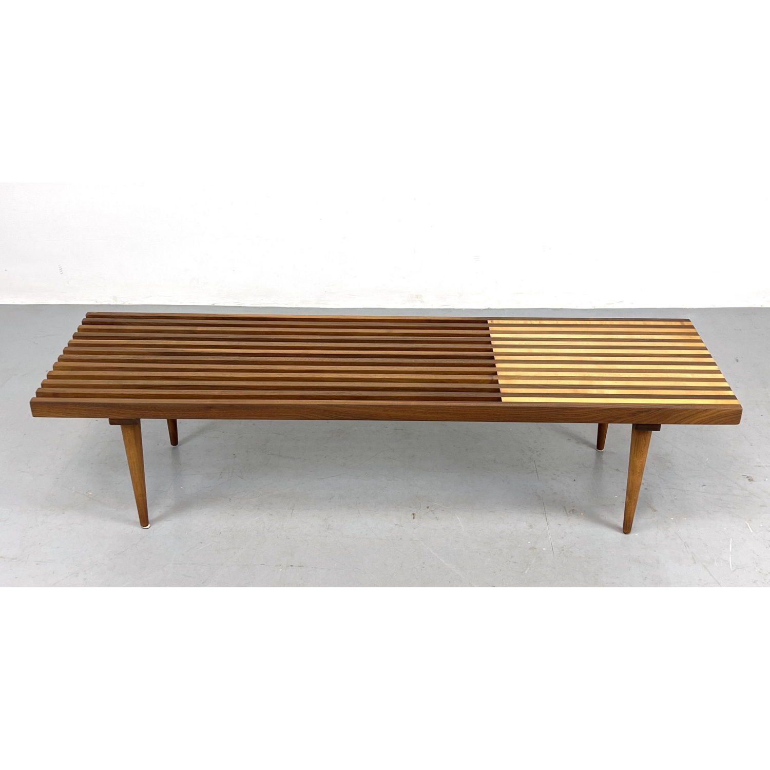 Two Tone Wood Modernist Slat Bench  2fcfaf