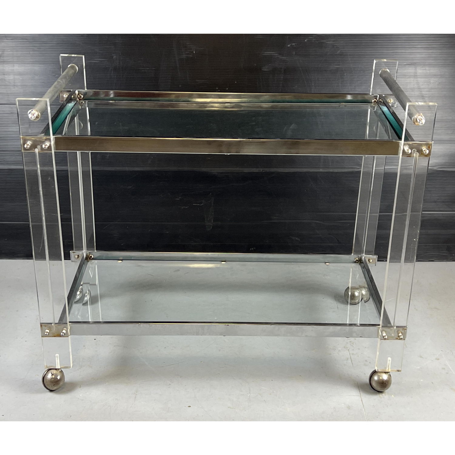 Chrome and lucite 1970s bar cart