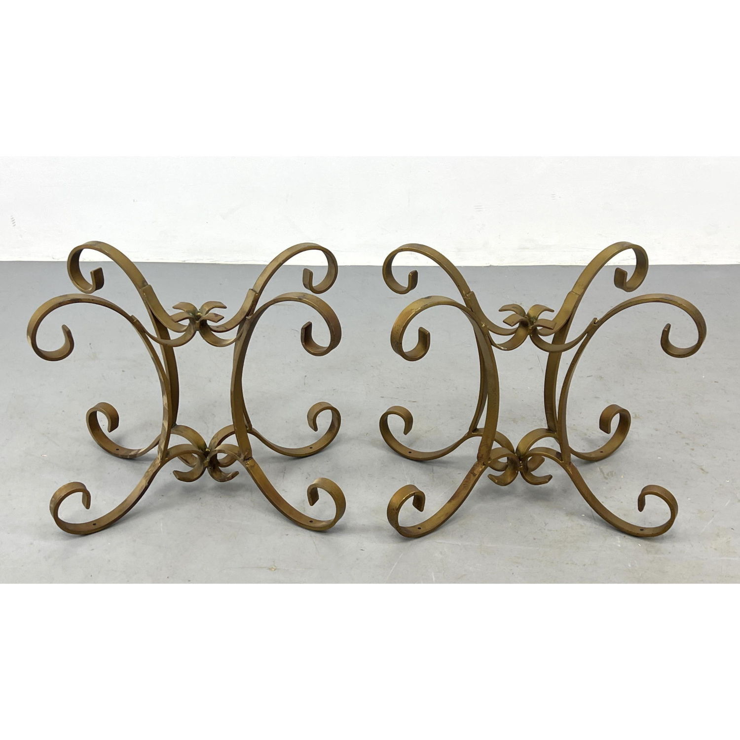 Pr Gold Painted Iron Table Bases.