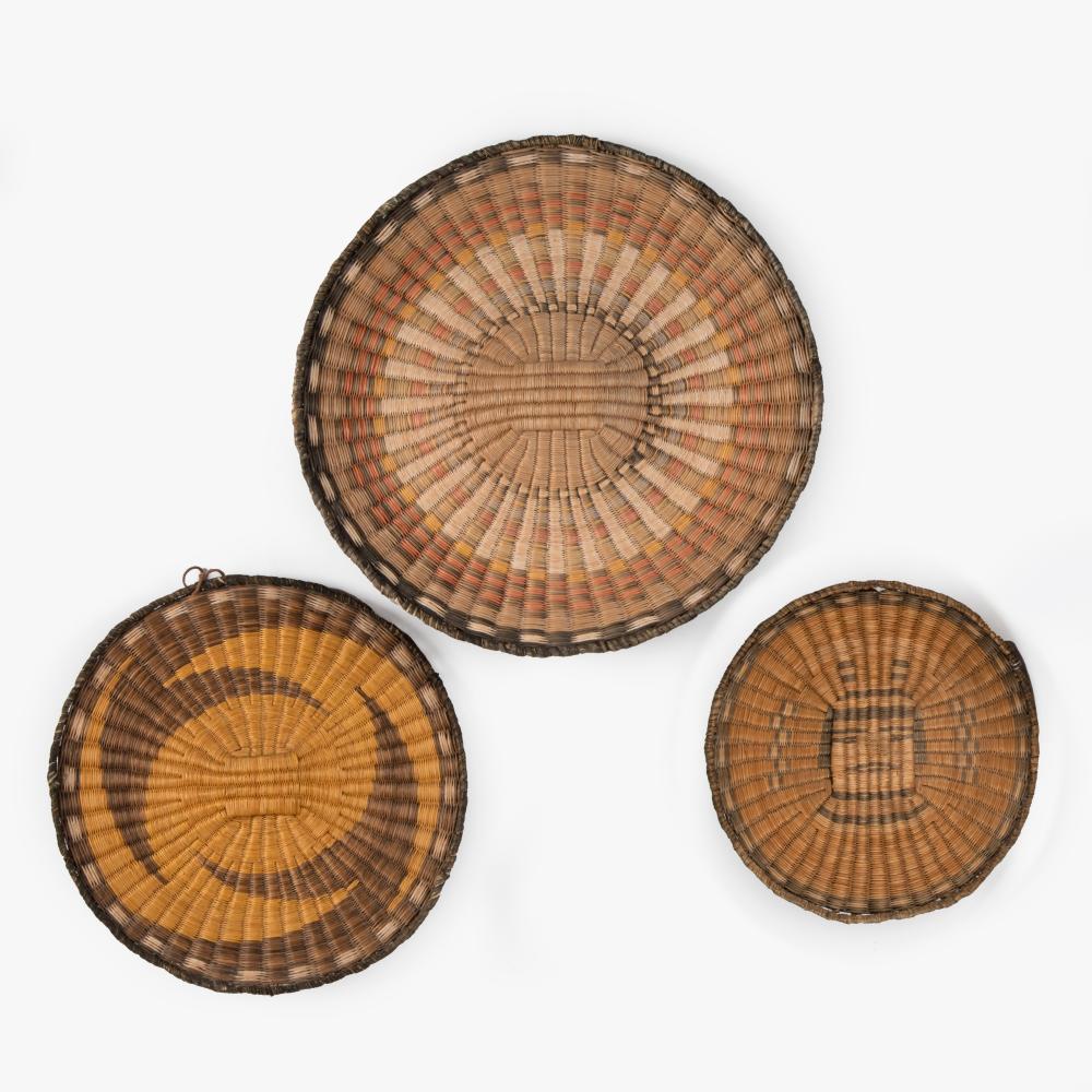 HOPI, THIRD MESA, GROUP OF THREE WICKER