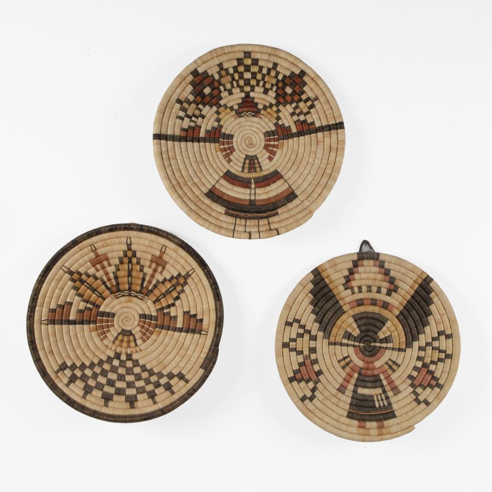 HOPI, GROUP OF THREE COIL BASKETS: