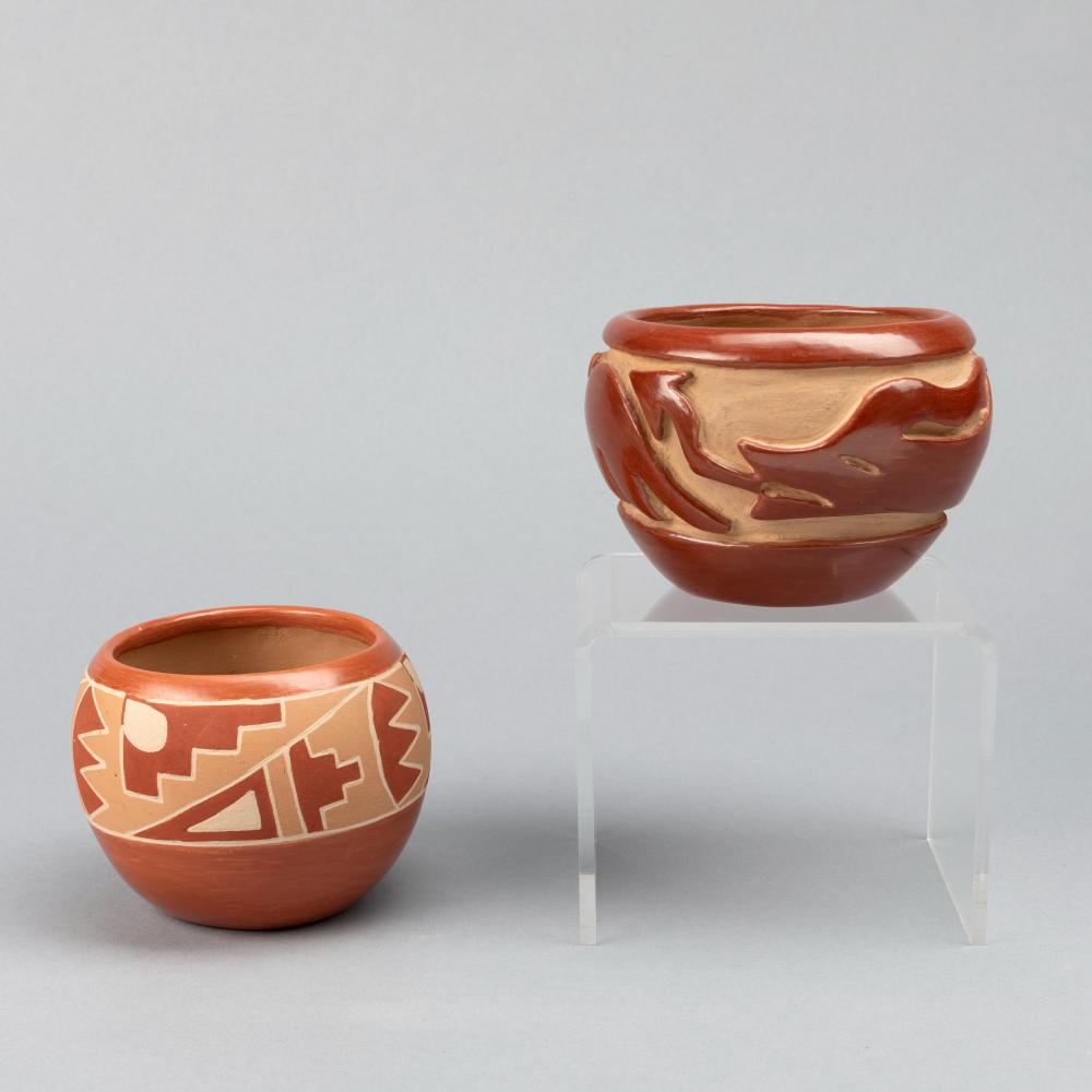 SAN JUAN + SANTA CLARA, PAIR OF REDWARE