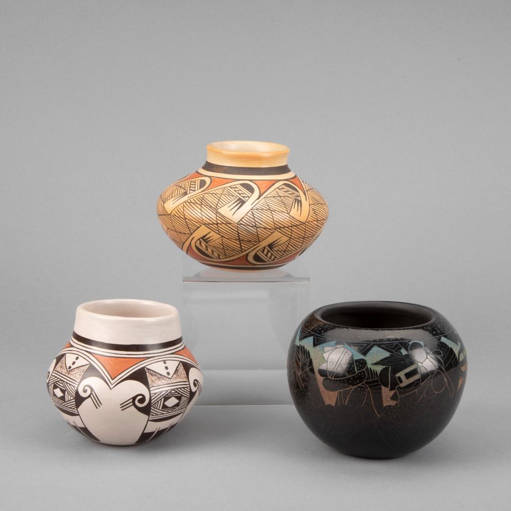 HOPI, GROUP OF THREE POTTERY VESSELSHopi,