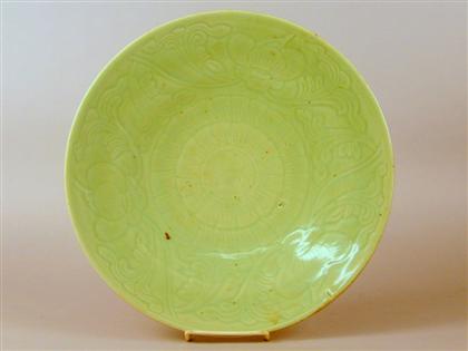 Chinese carved celadon glazed charger
