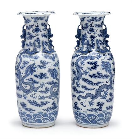 Large Pair of Chinese blue and