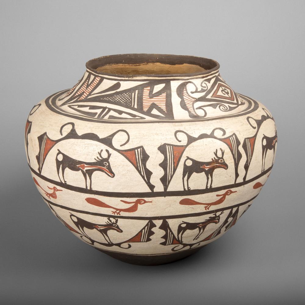 ZUNI POLYCHROME DEER JAR CA  2fd1f0