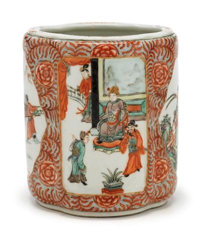 Large Chinese famille rose brushpot