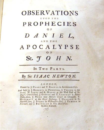 1 vol.  Newton, Isaac. Observations