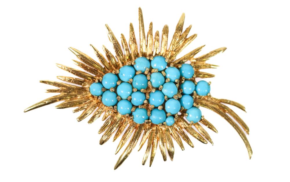 BRUTALIST STYLE 18K YG LEAFY BROOCH