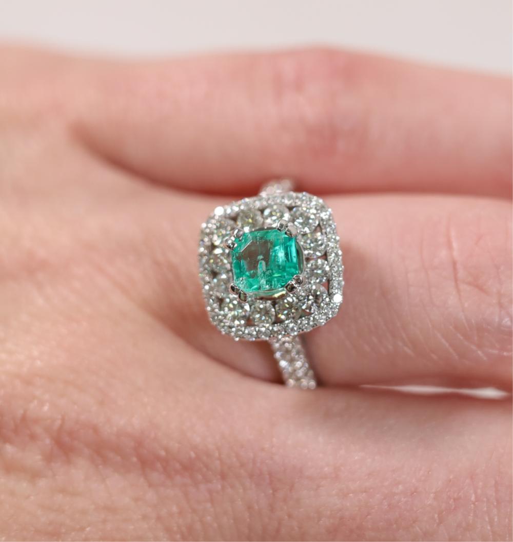 14K WHITE GOLD EMERALD DIAMOND 2ffd40