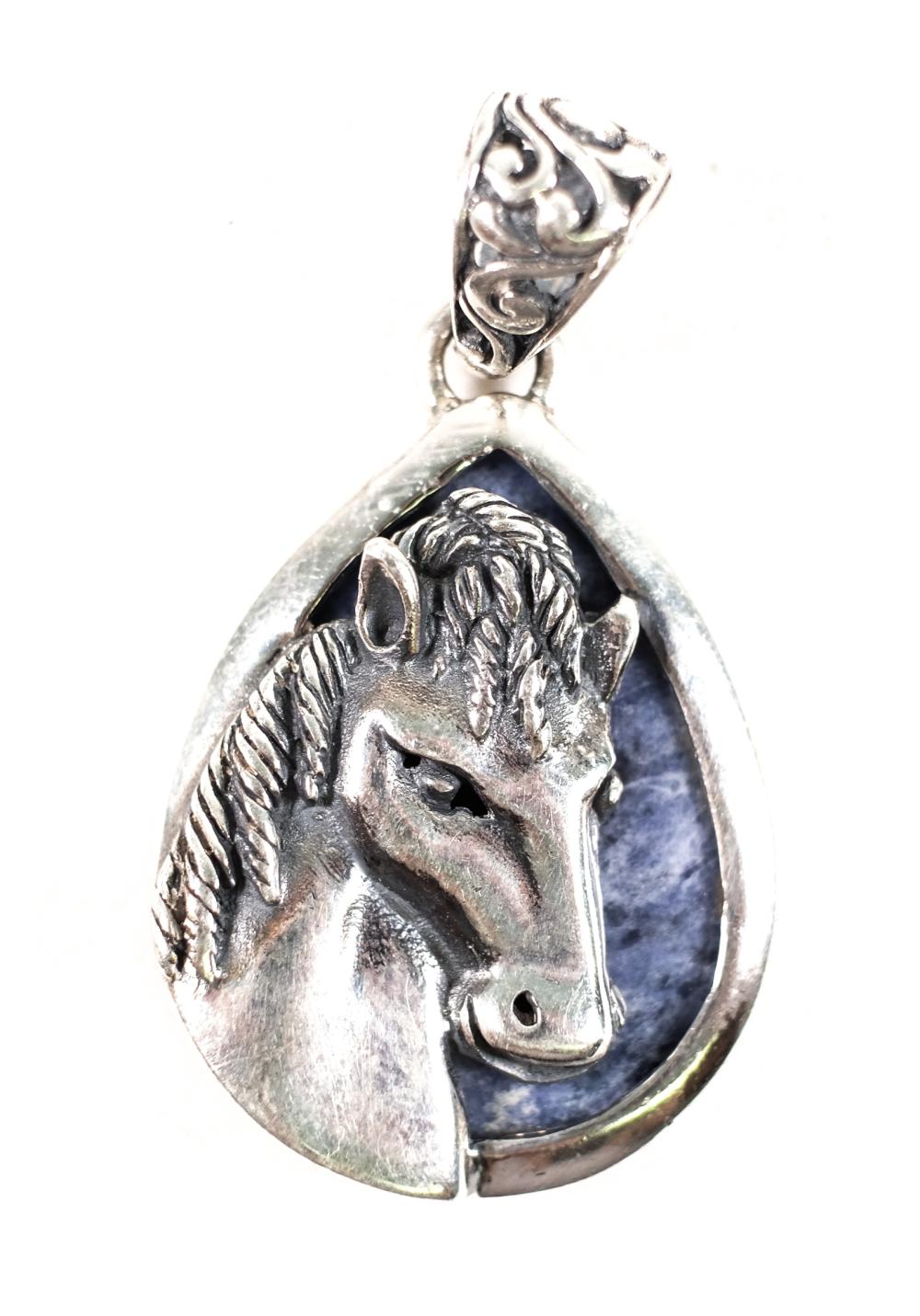 STERLING SILVER BLUE SODALITE HORSE 2ffd53