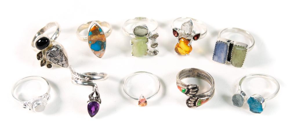 GROUP 10 ASSORTED STERLING GEMSTONE 2ffd5e