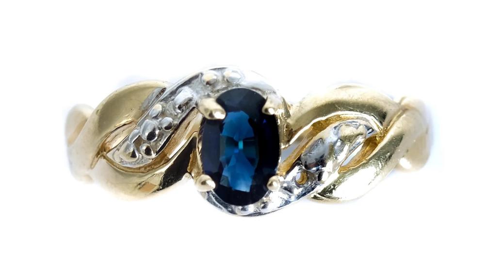 10K YELLOW GOLD SAPPHIRE & DIAMOND