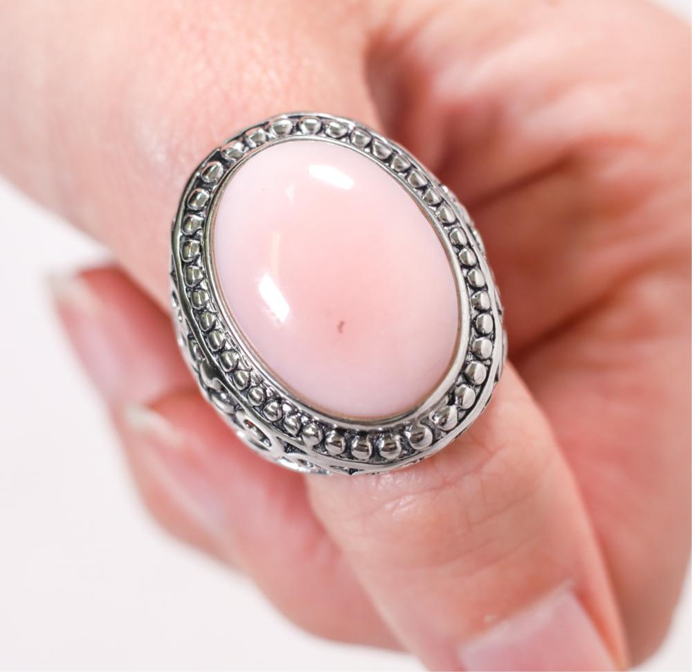 STERLING SILVER PINK OPAL FILIGREE 2ffd74