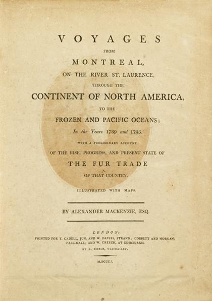 1 vol.  Mackenzie, Alexander. Voyages